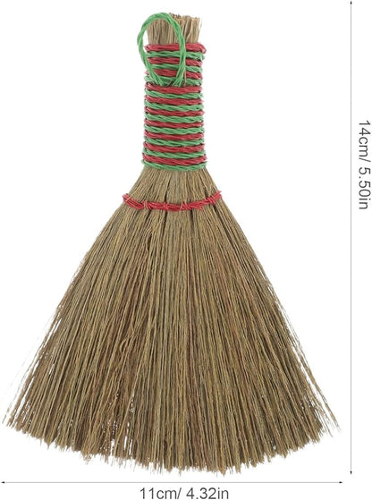 Sosoport Natural Straw Whisk Broom with Handle Handheld Braided Brush for Indoor Cleaning High-Density Bristles for Sweeping Floors Furniture Beds in Living Bedroom Kitchen and Sturdy
