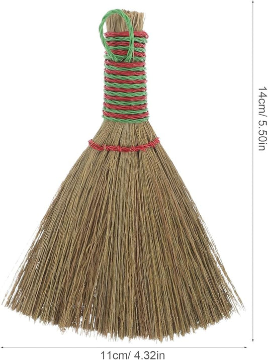 Sosoport Natural Straw Whisk Broom with Handle Handheld Braided Brush for Indoor Cleaning High-Density Bristles for Sweeping Floors Furniture Beds in Living Bedroom Kitchen and Sturdy