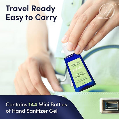 Terra Pure Hotel Hand Sanitizer Gel | Mini Hand Sanitizer Bulk | Alcohol-Free with Organic Aloe Vera | 1oz Bottles | Case of 144