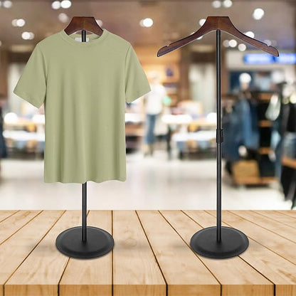 2 Pack Shirt Display Stand 35" Height Adjustable Shoulder Stand Shirt Rack, T Shirt Display Stand for Shops, Steaming Clothes Holder, Black