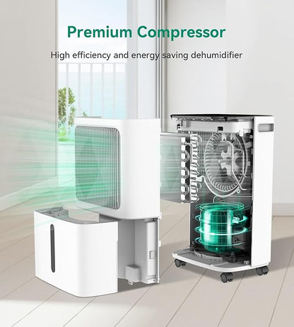 2500 Sq.Ft Dehumidifiers for Home with Drain Hose Max 34 Pints, VEAGASO Dehumidifier for Basement, Large Room, Bathroom, Bedroom, Three Modes, Intelligent Humidity Control, Dry Clothes, 24HR Timer