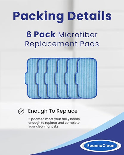 Steam Mop Pads Compatible with Newbealer NB603C NB602N Steam Cleaner for Home, 6 Packs Washable and Reusable Replacement Mop Pads for Hardwood, Laminate, Tile, and Ceramic Flooring