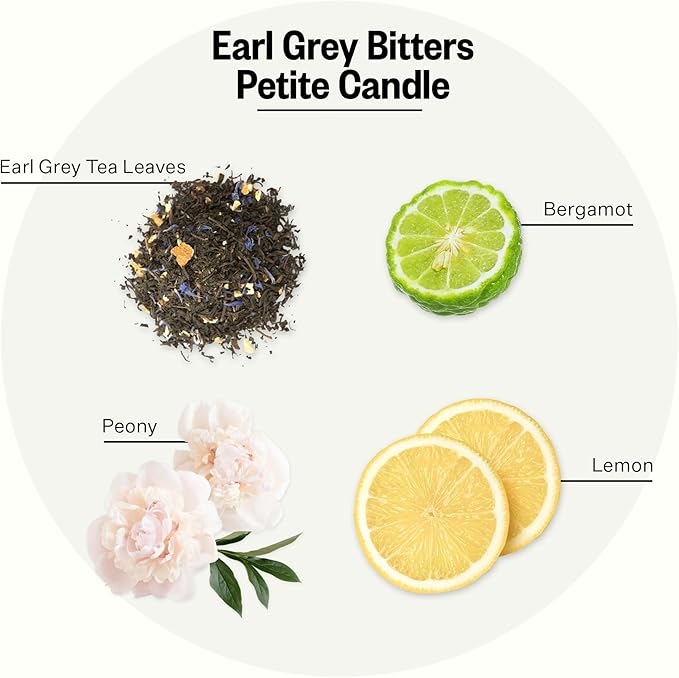 Apotheke Luxury Scented Candles for Home, Earl Grey Bitters - Petite Aromatherapy Jar Candle with Soy Wax Blend