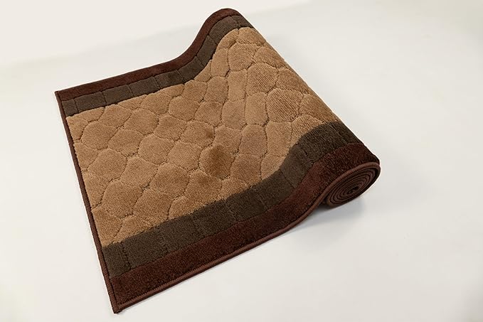 RugStylesOnline Washable Custom Size Runner Rug Volley Abstract Design Brown, (4 Feet Length x 26 Inch Width) Custom Cut Slip Resistant Rubber Backing Runner Rugs, Extra Long Runner Rugs for Hallways