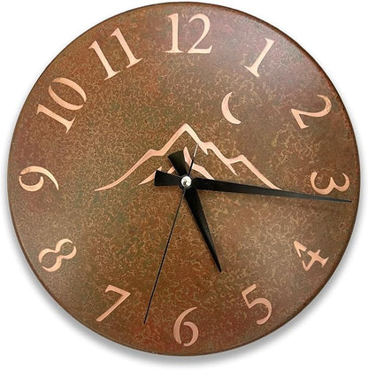 Handmade Pure Copper Wall Clock for Home Decoration, Decor Clock for Living Room, Bedroom and Kitchen, Rustic Decorative Mural Clock Art for Farmhouse (Rusty Landscape, 11)