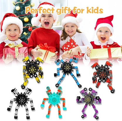 48PC Transformable Fidget Spinner for Kids,Deformable Chain DIY Robot Spinner Sensory Toy, Stress Relief Fingertip Gyros Fidget Toys Birthday Party Favors for Kids Gifts