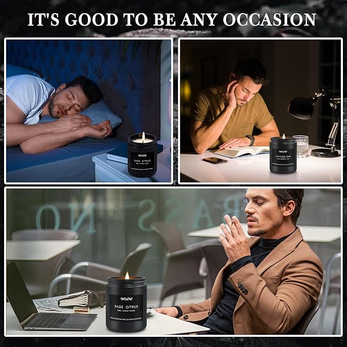 JXDLSQ 6 Pack Candles for Home Scented Aromatherapy Candles Gifts Set for Men, Men Candle Set, 42 oz 300 Hour Long Lasting Candles, Gifts for Mens, Birthday, Anniversary Present