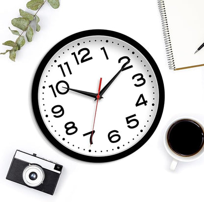 Wall Clock 12 Inch Silent Non-Ticking Modern Clock Battery Operated Classic Simple Minimalist Analog Decorative for Kitchen, Living Room,Office, Bedroom, Bathroom (Black)