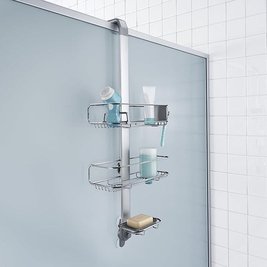 simplehuman Over-Door Shower Caddy, Stainless Steel and Anodized Aluminum