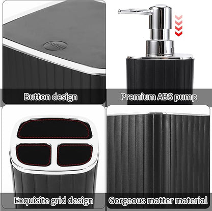 Bathroom Accessories Set - 25PC Black Bathroom Set, Bathroom Set with Shower Curtain and Rugs, Black Shower Curtain Set & Bathroom Rugs