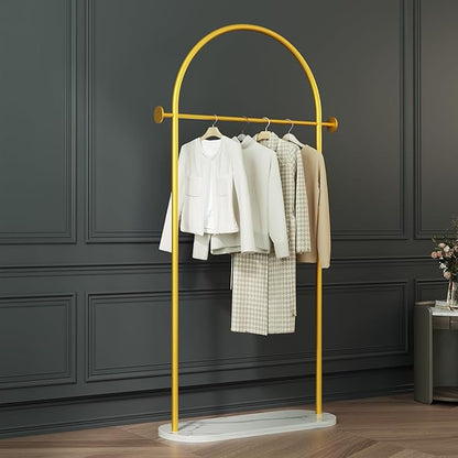 Gold Modern Clothing Rack with Marble Base - Heavy Duty Freestanding Garment Rack for Hanging Clothes, Storage in Bedroom, Living Room, Entryway, Boutiques (gold)