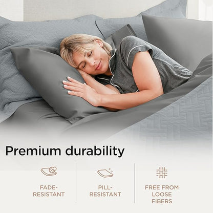 Threadmill Luxury 1200 Thread Count Supima Cotton Sheets, King Size, 4 Pc Dark Grey Set, 5-Star Hotel Quality with Elasticized Deep Pocket King Sheets