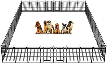 Dog Playpen Outdoor 32 Piece Panels Heavy Duty Dog Fence 40" Height with Thick Pipe Anti-Rust with Doors Portable for RV Camping Yard, Total 71FT, 406 Sq.ft, Snowy Black