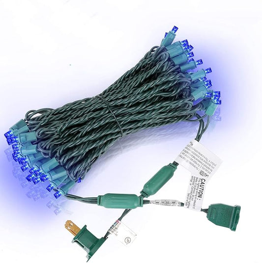 50 Count Blue Christmas Lights 25ft 5mm Blue String Lights, Outdoor & Indoor, Waterproof, Green Wire Mini String Lights, UL, IP:65