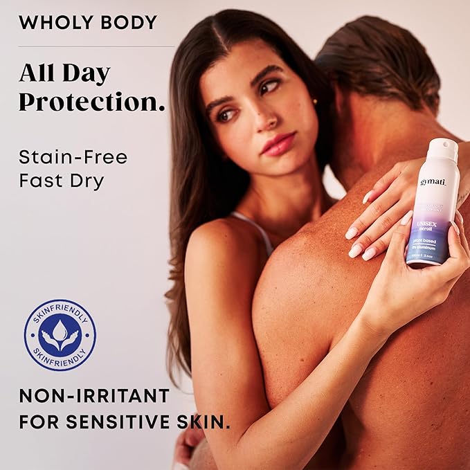 Gymati - Fitness Deodorant Spray - Men & Women - Aluminum-Free - All Day Odor Protection - Built For Sweat - Air-Powered - Vegan & Plant-Based - Made in USA - Unisex + Femme -3.4oz Travel Size -2 Pack