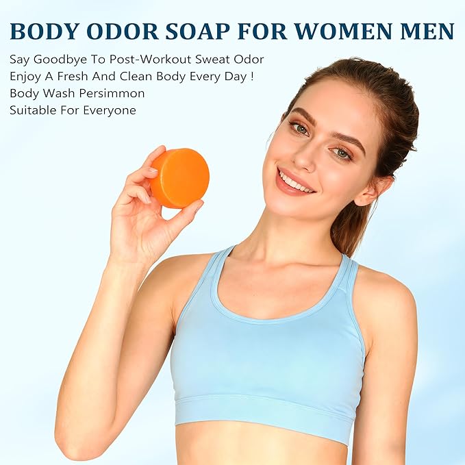 120g Persimmon Soap for Old People Smell, Natural Persimmon Extract Deodorant Body Wash Soap for Men & Women, Gentle Body Odor Control & Eliminator, All Skin Types