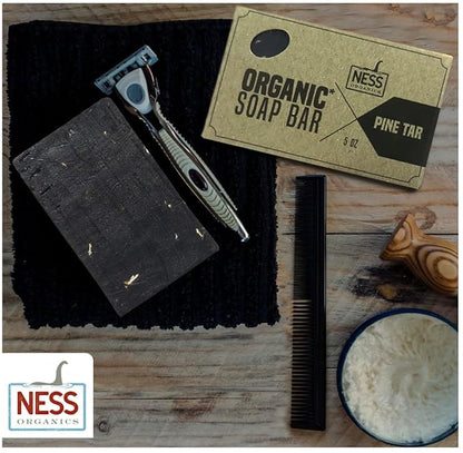 Ness Mens Soap Bar - Pine Tar Scent - Natural Soap For Men - Mens Bar Soap With Organic Ingredients & Essential Oils - Moisturizing Bar Soap - Handmade In The USA, Cruelty Free, Vegan - 3 Pack