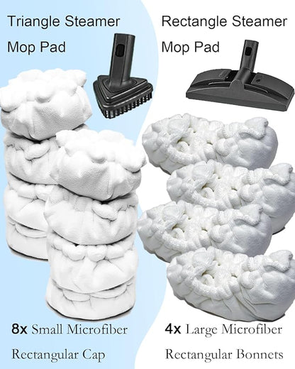 Steam Mop Pads Compatible with Dupray Neat Steam Cleaner, 8 Small Bonnets (Triangle)+4 Large Bonnets (Rectangle), Reusable Washable Precision Cleaning Pads & High-Performance Cleaning Pads