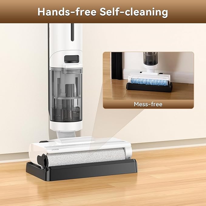 JONR ED12 Lite Wet Dry Vacuum Cleaner Cordless, Vacuum Cleaner with Self-Washing, 1 mm Edge Cleaning, Anti-Tangle System, Lightweight Floor Cleaner for Hard Floors, Pet Hair