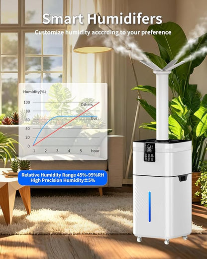 Humidifier Large Room, 30L/7.93Gal Commercial Humidifier 4200 sq.ft, 3000ml/H Cool Mist Humidifiers with Top Fill, 4 Mist Mode,Timer for Plants, Office, Warehouse & Greenhouse