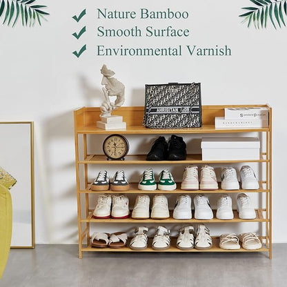 latifolia Shoe Rack, 5-Tier Bamboo Shoe Rack Organizer for Entryway Hallway, Beautiful Natural
