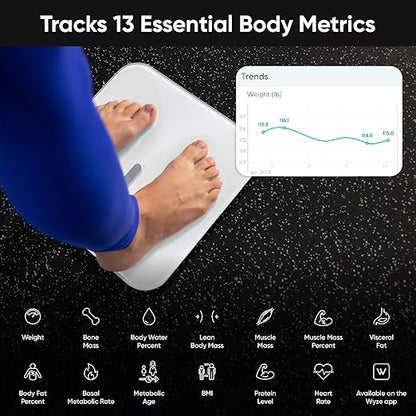 Wyze Smart Scale X Butterfly - Bathroom Scale for Body Weight, BMI, Body Fat, Muscle Mass, Accurate Bluetooth Digital Scale for Body Composition Analyzer | Sync Health Apps | ITO Glass, 400 lbs, White