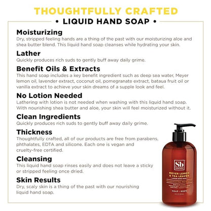 Soapbox Liquid Hand Soap, Meyer Lemon & Tea Leaves - Gentle, Moisturizing Hand Cleanser, Vegan, Cruelty Free Hand Soap for Bathroom and Kitchen, 12oz Pump Bottles (Pack of 3)