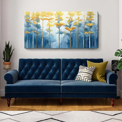 ARTZON Extra Large Canvas Wall Art for Living Room Abstract Tree of life Blue Picture Modern Nature Birch Print Horizontal Artwork Fall Forest Landscape Art Prints Bedroom Office Dining Decor 58"x29"