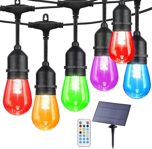 Solar String Lights Outdoor, 96FT Dimmable Patio Lights with Shatterproof Bulbs, Waterproof Commercial Grade Fairy Lights for Garden