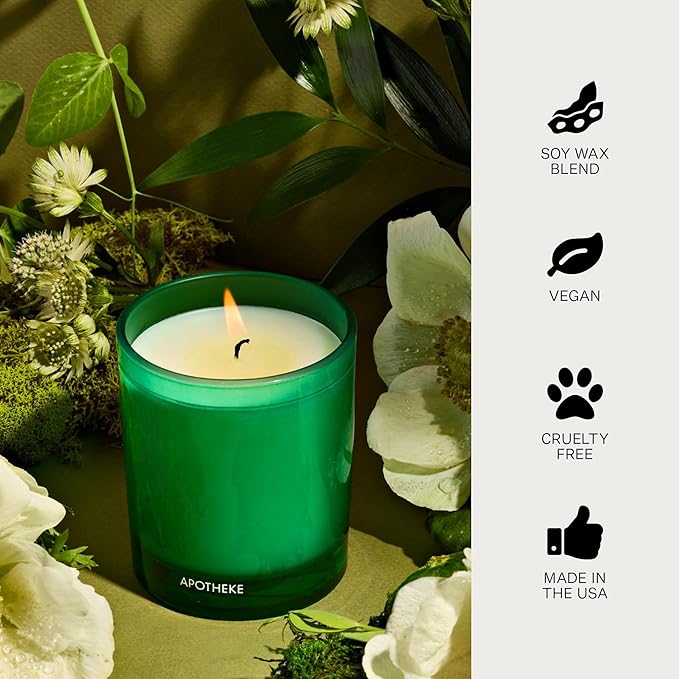 Apotheke Luxury Scented Candles for Home, Verdant Garden - Petite Aromatherapy Jar Candle with Soy Wax Blend