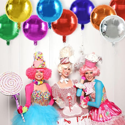 TONIFUL 30Pcs 18 Inch Large Colorful Round Shape Foil Balloons Big Colorful Circle Helium Mylar Ballons for Birthday Wedding Baby Shower Anniversary Engagement Party Decor Supplies