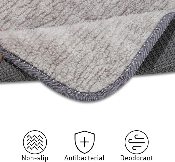 Bath Mats 36x24 Non-Slip Absorbent Bathroom Rug, Quick Dry Machine Washable Shower Tub Mat with Rubber Backing, Soft Floor Carpet for Bathroom Decor Bark Light Gray