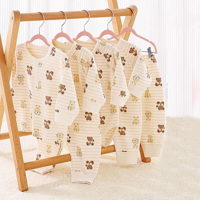 Baby Clothes Hangers with Clips, 14 Packs Kids Velvet Clothes Hangers, Heavy-Duty Childrens Hangers, Storage Organizer Clothing Hangers for Shirts, Pants, Skirts, Dresses, Jackets, Coat Pink