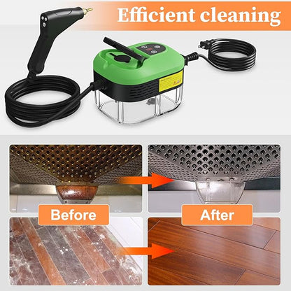 Steam Cleaner, Handheld Steam Cleaner for Home Car Furniture Bathroom, 2500W High Pressure Steam Cleaner, 1.2L Water Capacity, 6 Adjustable Speeds, 4 Brush Heads, Steamer for Cleaning (Green)