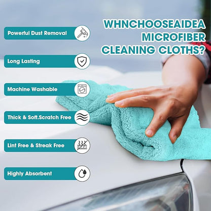 Shimeyao 30 Pcs 16 x 16 Inch Edgeless Microfiber Plush Towels for Cars Detailing Drying Wash Polishing Absorbent Cleaning Cloths, 500 GSM (16 x 16 Inch, Teal Blue, 30 Pcs)