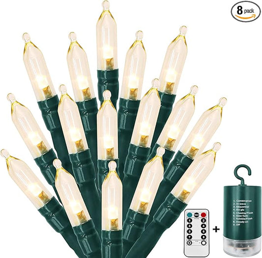 MASHANG Christmas Light Set, 100 LED Clear Mini Lights String Outdoor Waterproof Battery Operated String Lights with Timer and Remote for Christmas Tree Wedding Wreath Holiday Party 39.5ft