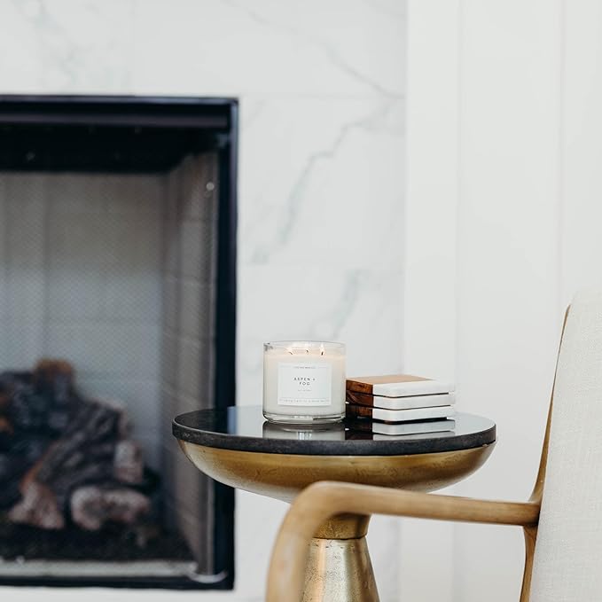 Calyan Wax Co. Aspen & Fog 3 Wick Scented Candle - 43 Hour Burn - Luxury 3 Wick Soy Candles - Non Toxic Soy Wax Candles - Long Lasting Large Glass Jar Candle for Home - 14.9oz