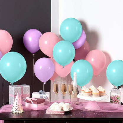 TecUnite 100 Pcs Pink Purple Blue Latex Balloons 13 Inch Colorful Round Balloons for Wedding Birthday Festival Racing Car Poker Card Party Decoration