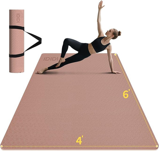 8mm Large Yoga Mat (6'x 4') - Extra Long and Wide 72 x 48 x 0.32 inches, Non-Slip POE Fitness Mat, Eco-Friendly, Thick Wide Exercise Mat for Home Workouts,Ideal for Yoga and Pilates.