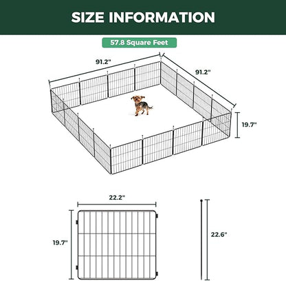 FXW MiniPaws Unleashed Dog Playpen for Yard & RV Camping, Expandable 20-inch 16 Panels for Puppies and Small Dogs, Portable for Indoor and Outdoor Use