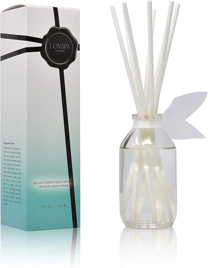 LOVSPA Reed Diffuser Set, Summer Linen Scented Oil Diffuser with Sticks, Home Fragrance Accessories for Bathroom Shelf Decor, Aroma Diffusers for Home or Office Desk, USA Made