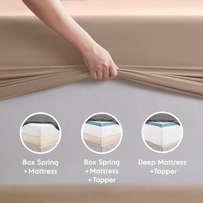 Nestl Twin Sheet Set - 1800 Ultra-Soft Microfiber Twin Bed Sheets - Double Brushed - Deep Pockets - Easy Fit - Extra Soft - 3 Piece Set - Bedding Sheets & Pillowcases (Twin, Taupe)