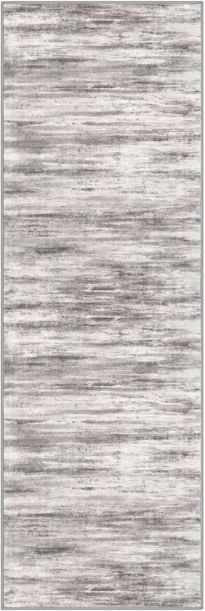 KOZYFLY Modern Abstract Kitchen Runner Rug, 2x6 Washable Rug Runner Non-Slip Soft Striped Hallway Runner Rugs, Grey Beige Print Carpet Runner for Entryway Bathroom Laundry Room Foyer