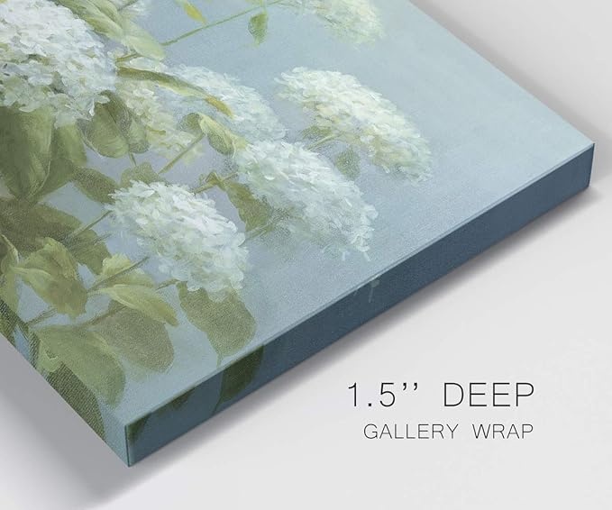 Wexford Home Home Decor Landscape Canvas Wall Art Abstract Floral Painting Modern Pictures Artwork Decoration for Living Room Kitchen Bathroom Office, Ready to Hang, White Hydrangea Garden, 18x27