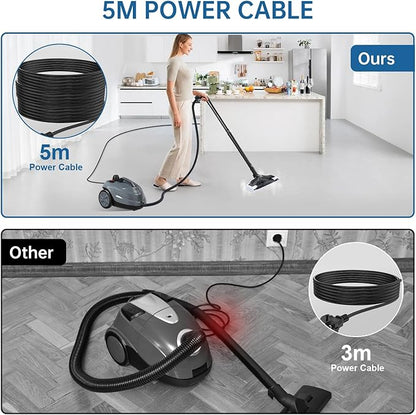 Steam Cleaner, Powerful Heavy Duty Canister Steamer with 34 Accessories, Steam Mop with 16.4 Ft Extra-Long Power Cord for Home Floor Cleaning, Grout, Upholstery, Car Detailing