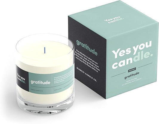 Gratitude, Bergamot & Citrus, Highly-Scented, Inspirational Soy Candle, Made in USA, Pure Essential Oils, Aromatherapy, 8 oz