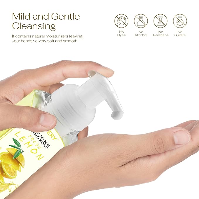 Foaming Hand Soap - Pack of 3 - Moisturizing Hand Soap with Aloe Vera & Essential Oils - - Alcohol-Free Hand Wash in Fresh Lemon, Lemon Lime, Basil Lemon Scent - Scented Hand Wash for Kitchen or Bathroom - Free Flawless Crystal Bracelet