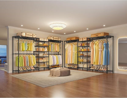 VIPEK X3 Plus Large Expandable Closet Rack Adjustable from 5'10" to 8'8" with Extendable Shelves and Hanger Rods, Freestanding Clothing Racks Modular Closet Systems Wardrobe, Max Load 1360LBS, Black