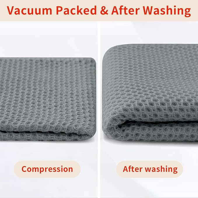 Homaxy 100% Cotton Kitchen Towels and Dishcloths Set, 12 x 12 Inches and 13 x 28 Inches, Set of 12 Bulk Kitchen Towels Set, Ultra Soft Absorbent Dish Cloths for Washing Dishes, Grey