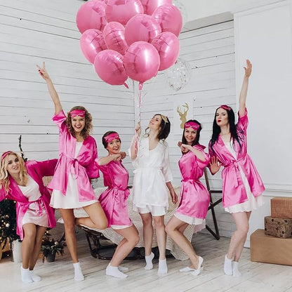 TONIFUL 30Pcs 18 Inch Round Balloons Large Pink Round Shape Foil Ballons Big Pink Round Helium Mylar Decorations for Birthday Wedding Baby Shower Anniversary Engagement Party Supplies